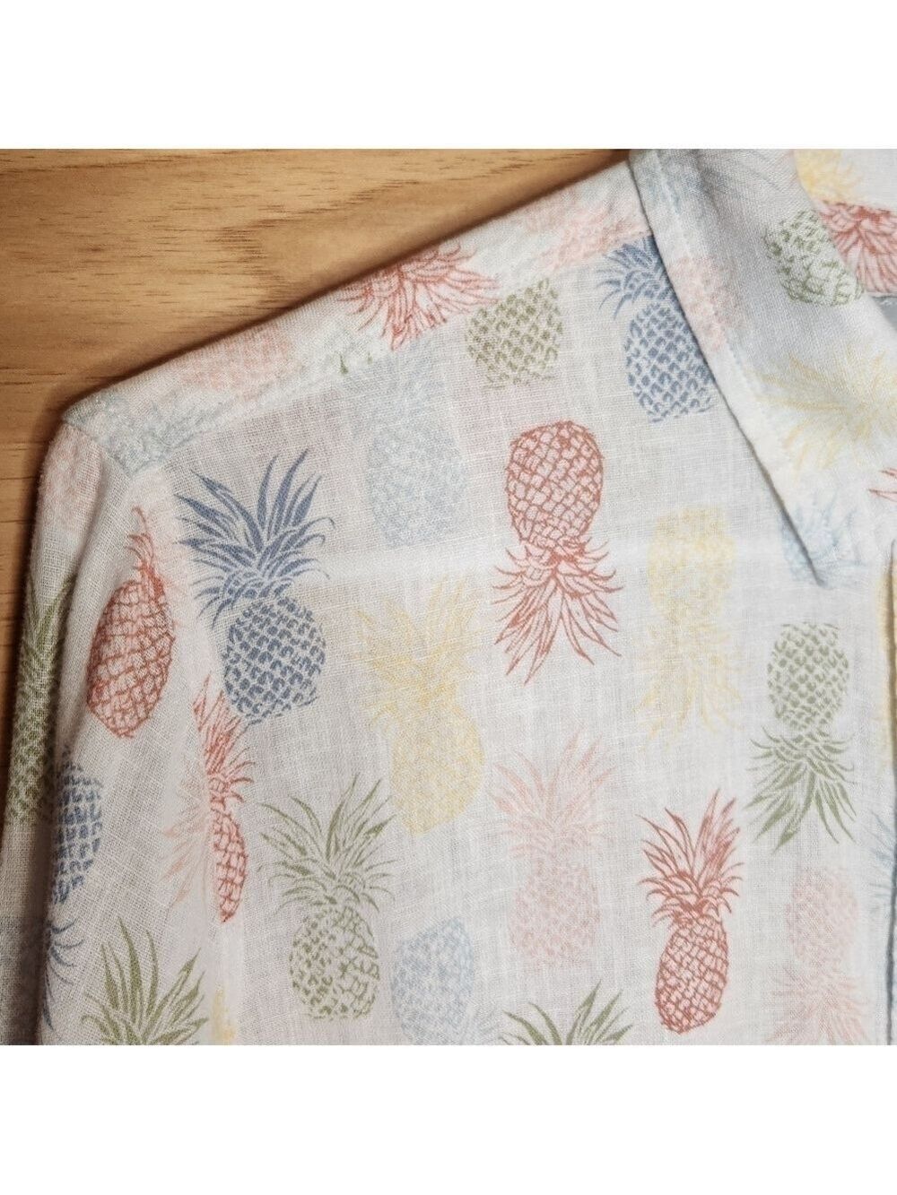RAILS CHARLI RAINBOW PINEAPPLE LIGHTWEIGHT LINEN BLEND BUTTON DOWN SHIRT XS / S - Picture 3 of 14